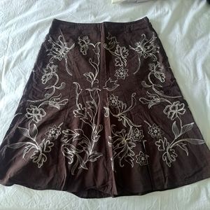 Ann Taylor brown embroidered floral skirt